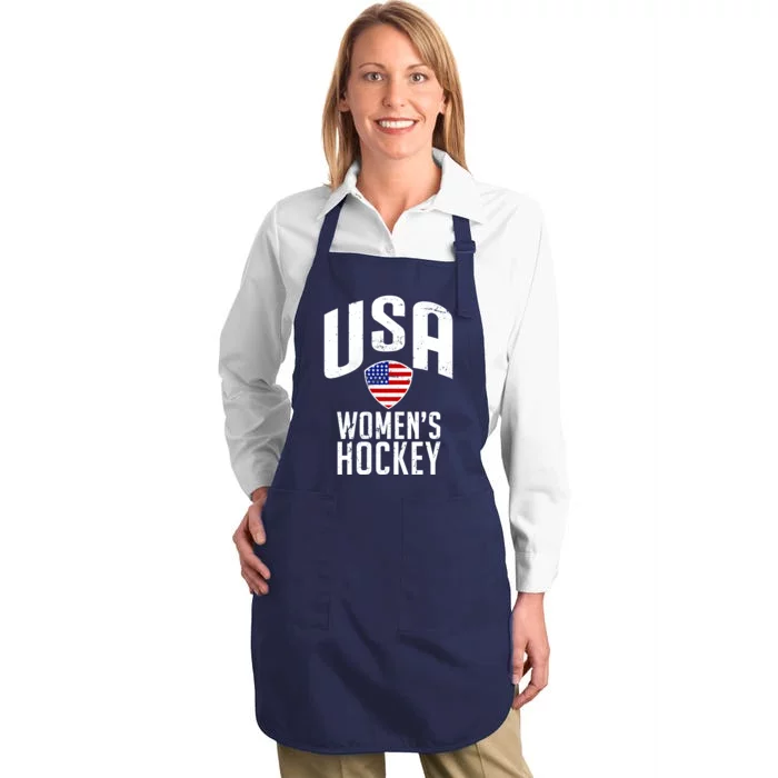 USA Women's Hockey Winter Sports Games Full-Length Apron With Pocket