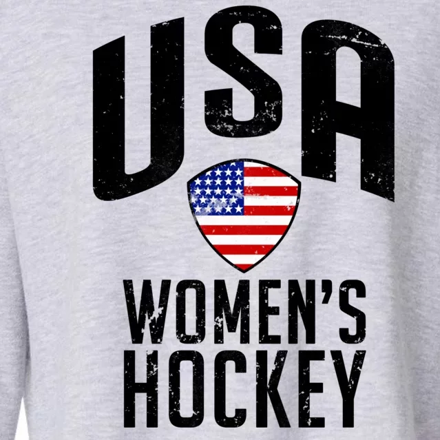 USA Women's Hockey Winter Sports Games Cropped Pullover Crew