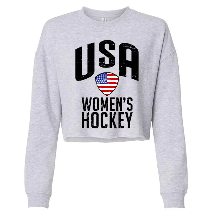 USA Women's Hockey Winter Sports Games Cropped Pullover Crew