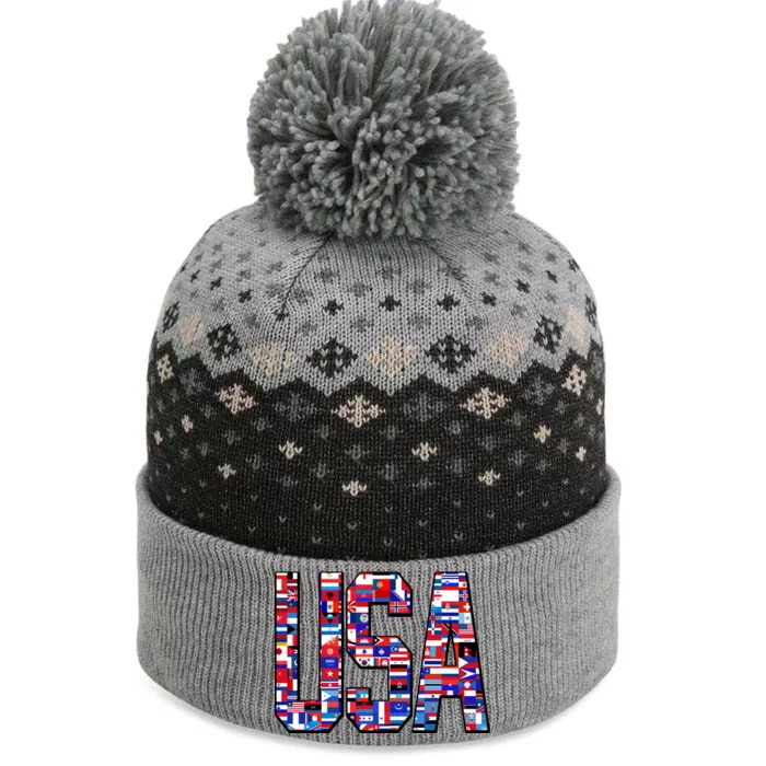 USA World Flags Pattern The Baniff Cuffed Pom Beanie