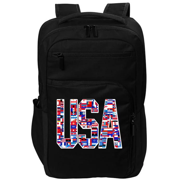 USA World Flags Pattern Impact Tech Backpack