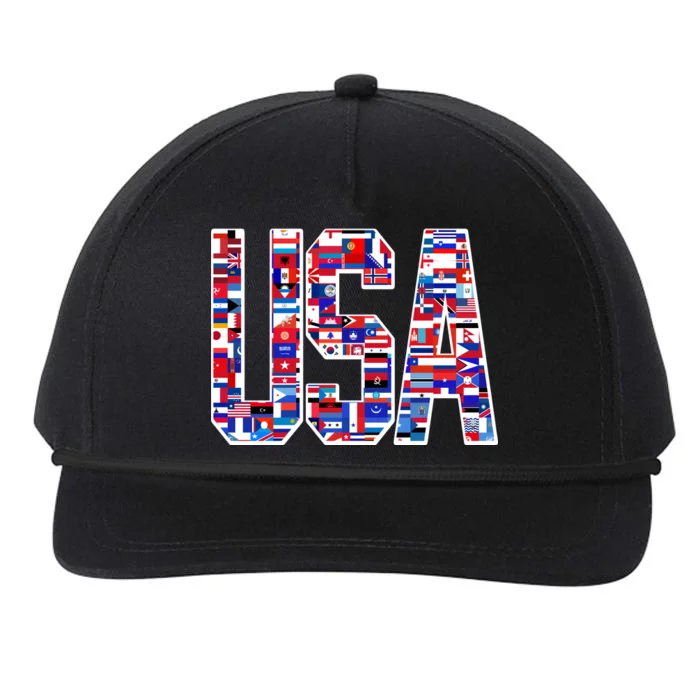 USA World Flags Pattern Snapback Five-Panel Rope Hat