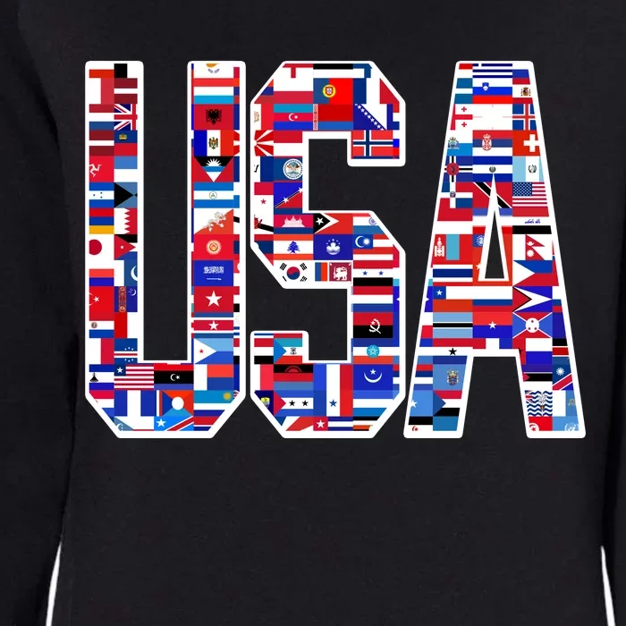 USA World Flags Pattern Womens California Wash Sweatshirt