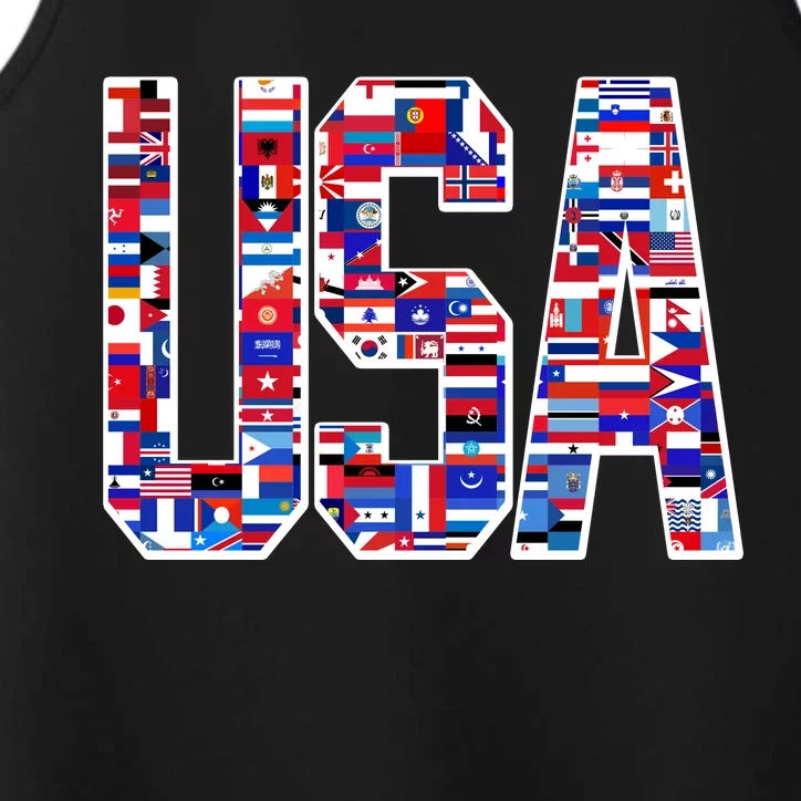 USA World Flags Pattern Performance Tank