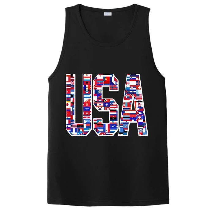 USA World Flags Pattern Performance Tank