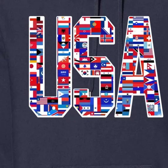 USA World Flags Pattern Premium Hoodie