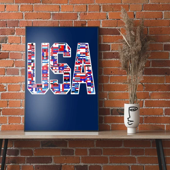 USA World Flags Pattern Poster