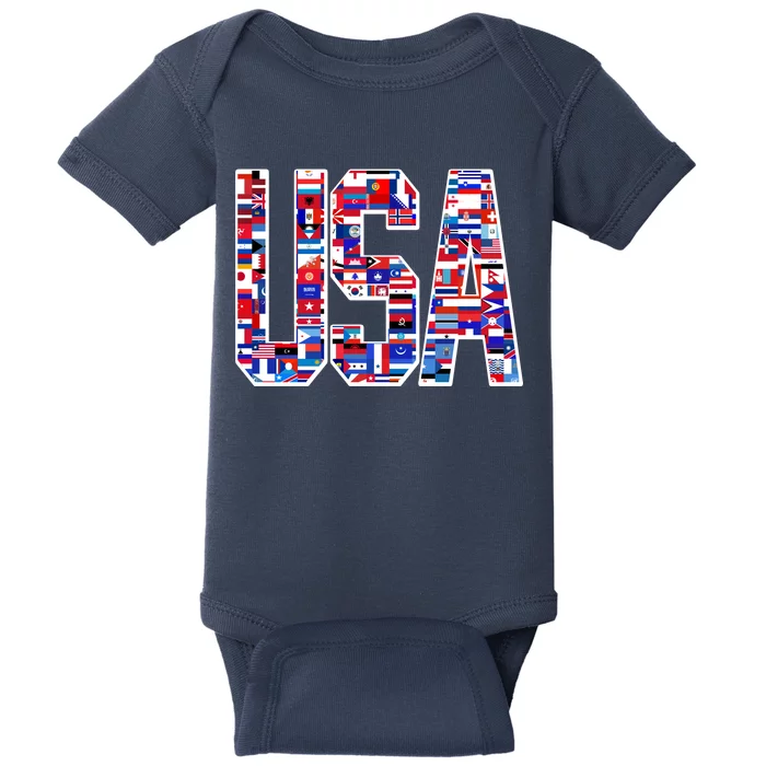 USA World Flags Pattern Baby Bodysuit