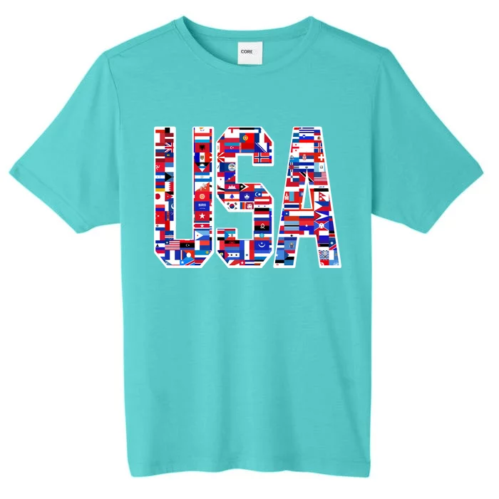 USA World Flags Pattern ChromaSoft Performance T-Shirt