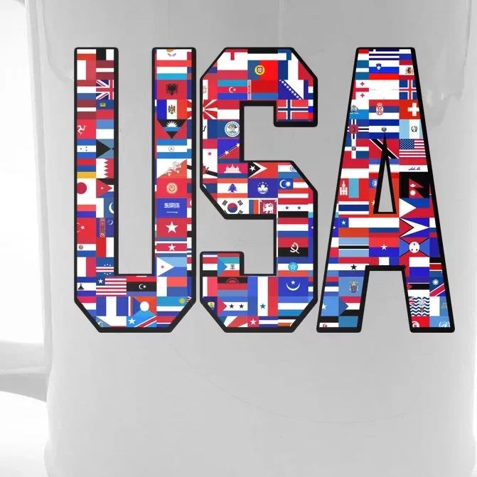 USA World Flags Pattern Front & Back Beer Stein