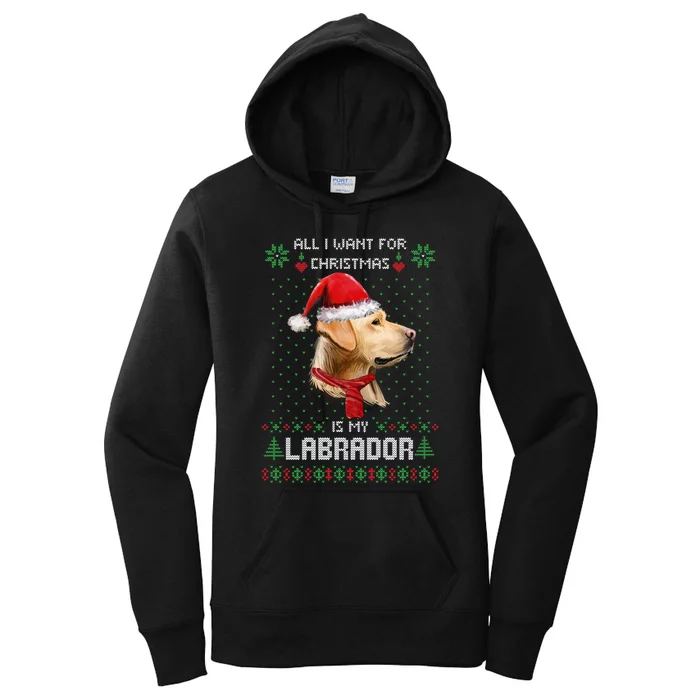 Ugly Sweater All I Want For Christmas Is My Labrador Xmas Sweatshirt Women's Pullover Hoodie