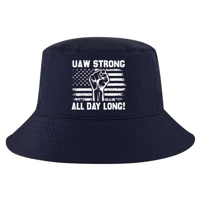 UAW Strong All Day Long United Auto Workers Picket Sign UAW Strike Cool Comfort Performance Bucket Hat