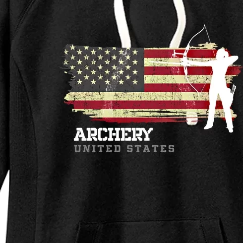 United States Archery American Flag Bow Arrow Cool Gift Women's Fleece Hoodie