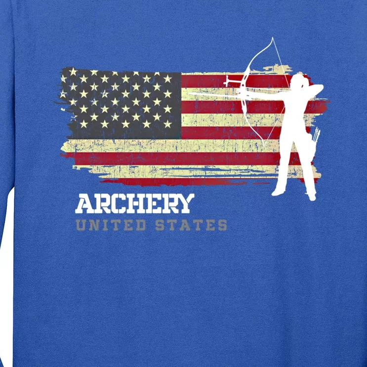 United States Archery American Flag Bow Arrow Cool Gift Long Sleeve Shirt