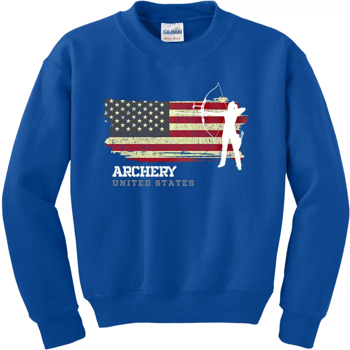 United States Archery American Flag Bow Arrow Cool Gift Kids Sweatshirt