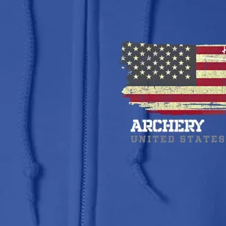 United States Archery American Flag Bow Arrow Cool Gift Full Zip Hoodie