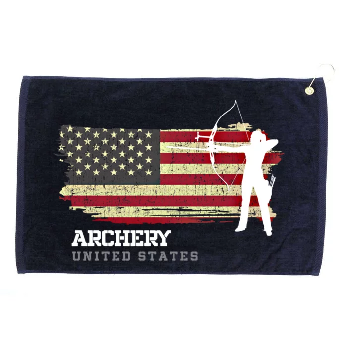 United States Archery American Flag Bow Arrow Cool Gift Grommeted Golf Towel