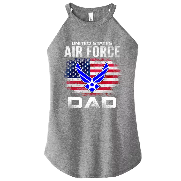 United States Air Force Dad With American Flag Gift Women’s Perfect Tri Rocker Tank