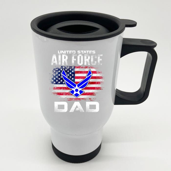 United States Air Force Dad With American Flag Gift Front & Back Stainless Steel Travel Mug