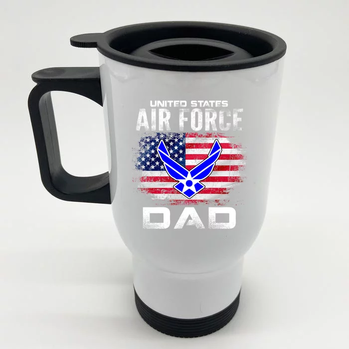 United States Air Force Dad With American Flag Gift Front & Back Stainless Steel Travel Mug