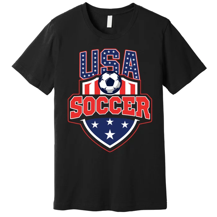 USA Soccer - American Flag Football Player Premium T-Shirt