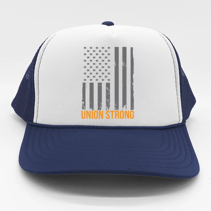 Union Strong American Flag Us Union Worker Usa Unionization Gift Trucker Hat