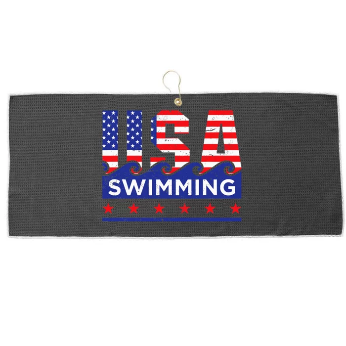 Usa Swimming Artwork For A Swimmer Large Microfiber Waffle Golf Towel