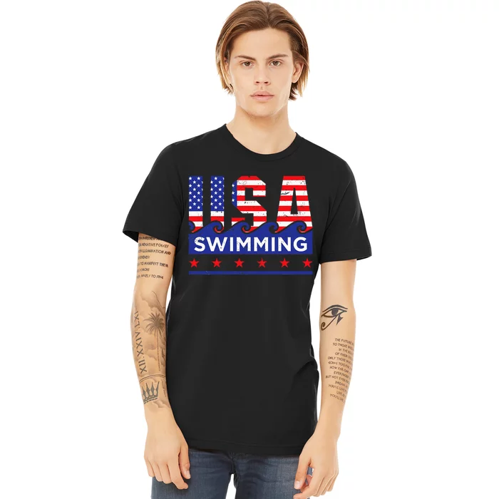 Usa Swimming Artwork For A Swimmer Premium T-Shirt