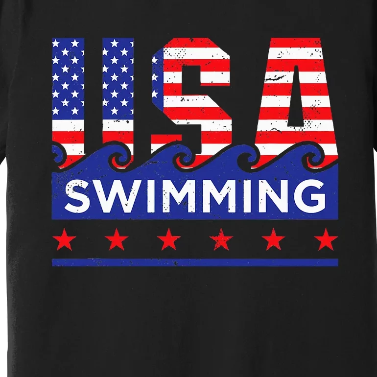 Usa Swimming Artwork For A Swimmer Premium T-Shirt