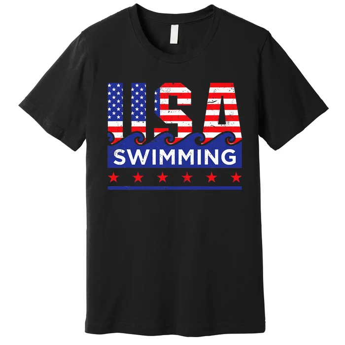 Usa Swimming Artwork For A Swimmer Premium T-Shirt