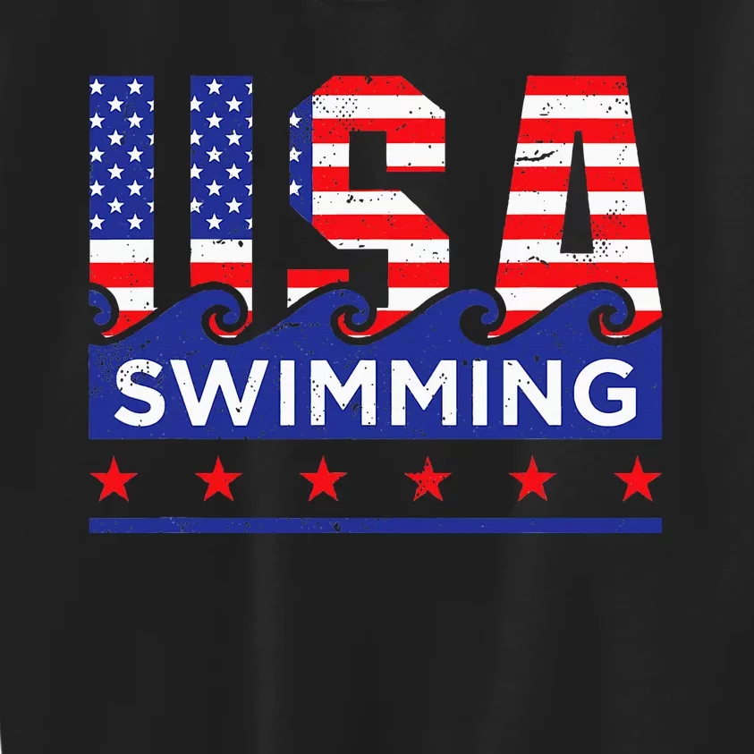 Usa Swimming Artwork For A Swimmer Kids Sweatshirt