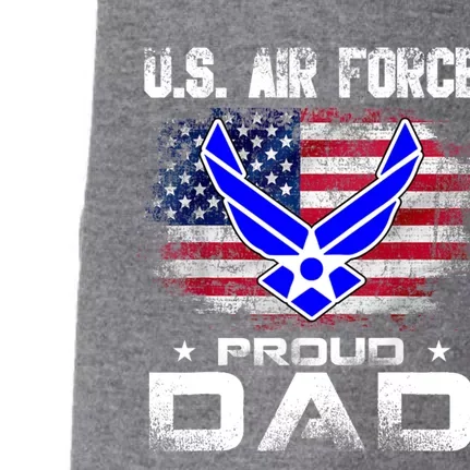 U S Airforce Proud Dad With American Flag Funny Gift Veteran Great Gift Doggie 3-End Fleece Hoodie