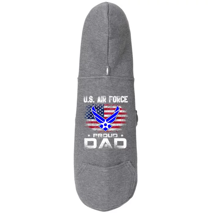 U S Airforce Proud Dad With American Flag Funny Gift Veteran Great Gift Doggie 3-End Fleece Hoodie