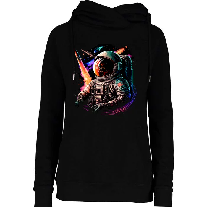 United States Astronaut With Rockets Womens Funnel Neck Pullover Hood