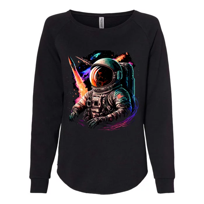 United States Astronaut With Rockets Womens California Wash Sweatshirt