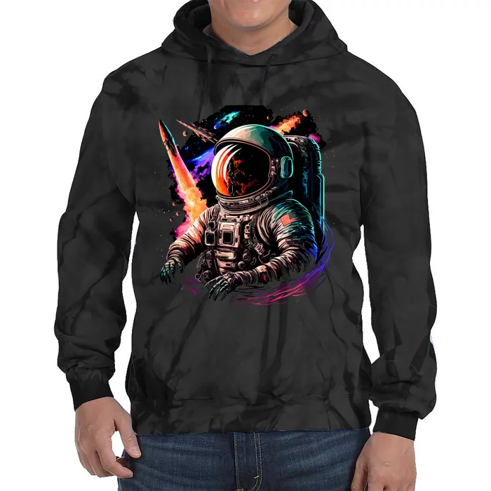 United States Astronaut With Rockets Tie Dye Hoodie