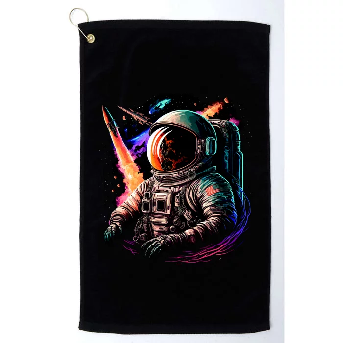 United States Astronaut With Rockets Platinum Collection Golf Towel