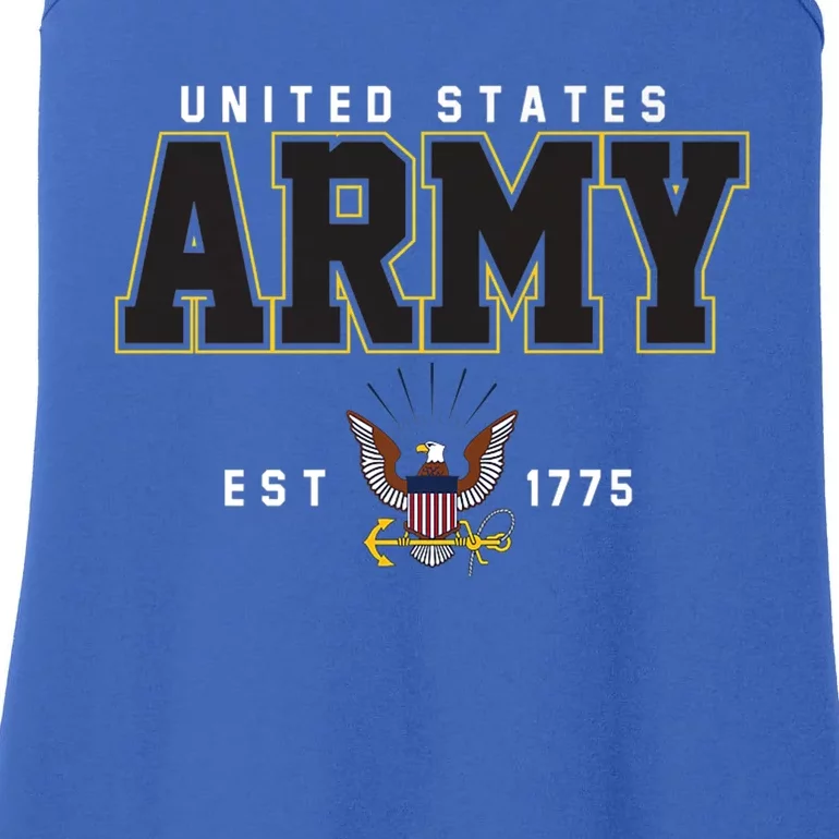 U S Army Est 1775 Military Font Freedom Eagle Logo V2 Gift Ladies Essential Tank