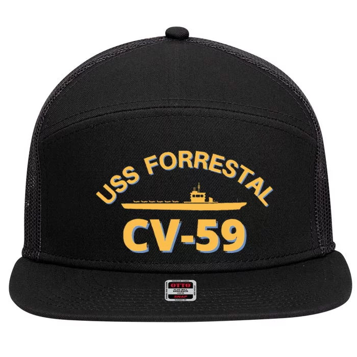 United States Aircraft Carrier Cv59 Uss Forrestal 7 Panel Mesh Trucker Snapback Hat