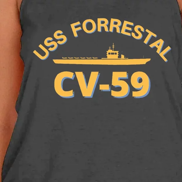 United States Aircraft Carrier Cv59 Uss Forrestal Women's Knotted Racerback Tank