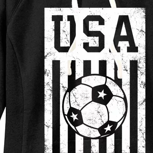 USA Soccer American Flag Soccer Fan Women's Fleece Hoodie