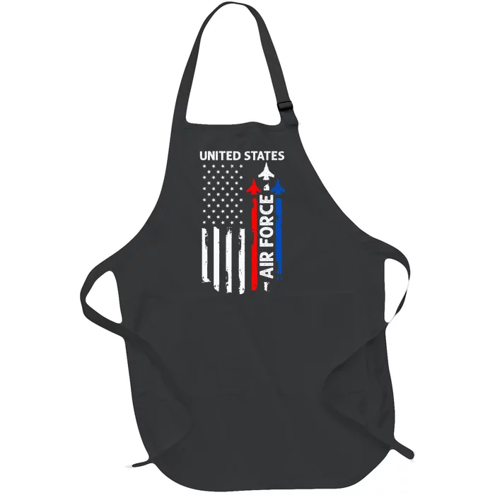 United States Air Force American USA Flag July 4th Patriotic Full-Length Apron With Pocket