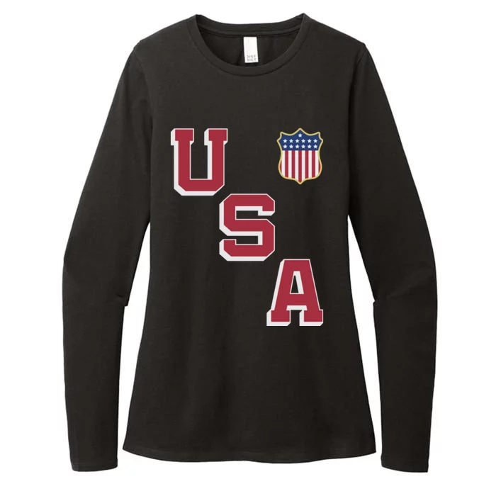 USA Soccer American Team Jersey Womens CVC Long Sleeve Shirt