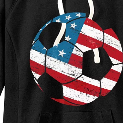 USA Soccer Adult American Flag Soccer Fan Women's Fleece Hoodie