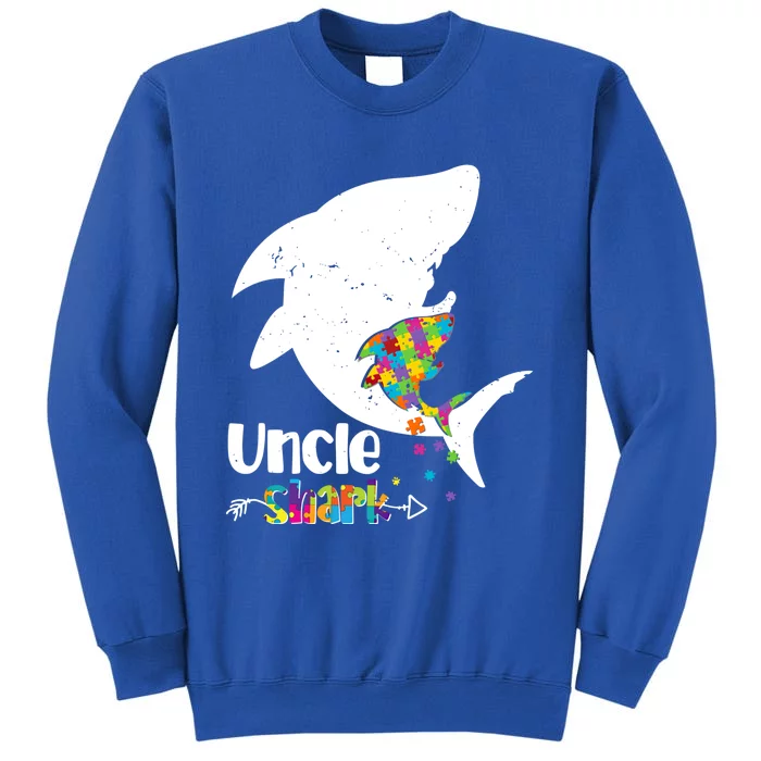 Uncle Shark Autism Awareness Cute Gift For Mom Mother Gift Tall Sweatshirt