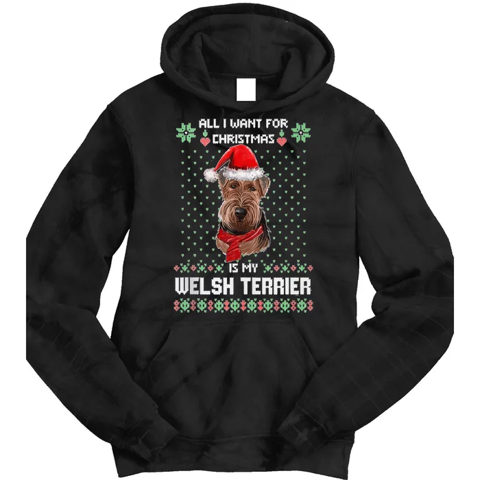 Ugly Sweater All I Want For Christmas Is My Welsh Terrier Tank Top Tie Dye Hoodie