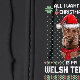 Ugly Sweater All I Want For Christmas Is My Welsh Terrier Tank Top Full Zip Hoodie