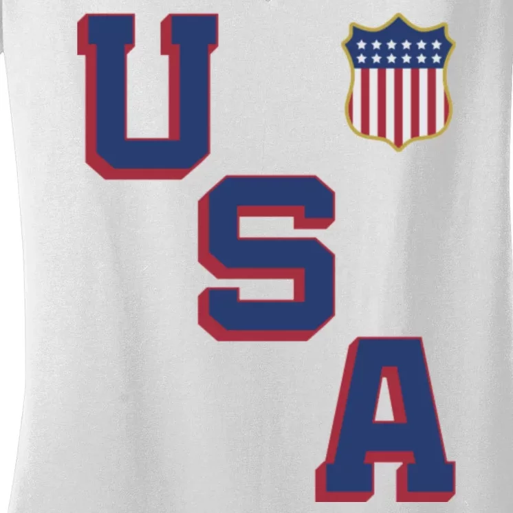 USA Soccer American Team Jersey Women's V-Neck T-Shirt