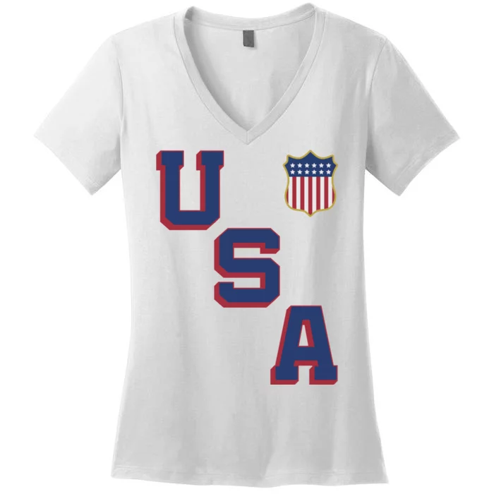 USA Soccer American Team Jersey Women's V-Neck T-Shirt