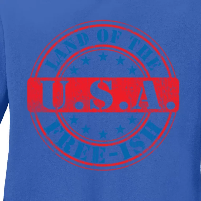 U S A Land Of The Freegiftish Gift Ladies Long Sleeve Shirt